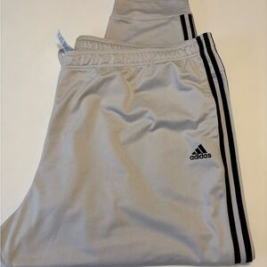 Adidas Gray and Black Sweatpants with Triple Stripe Design